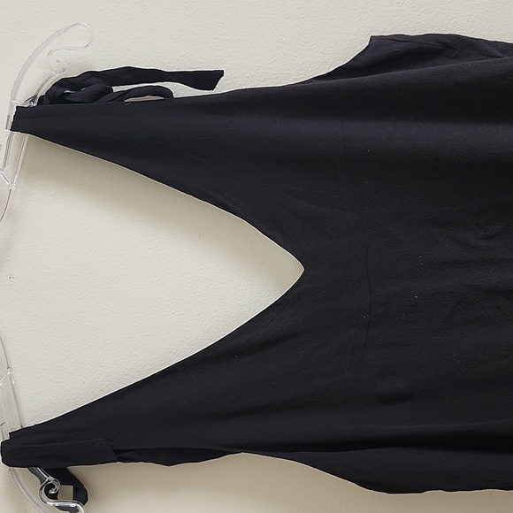 Express Black Sleeveless Top Tie Shoulders Deep V Flowy Summer Blouse - Picture 2 of 7